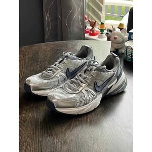 New-Nike V2K Run Wolf Grey and Midnight Navy. Men's 9.5 Women's 11